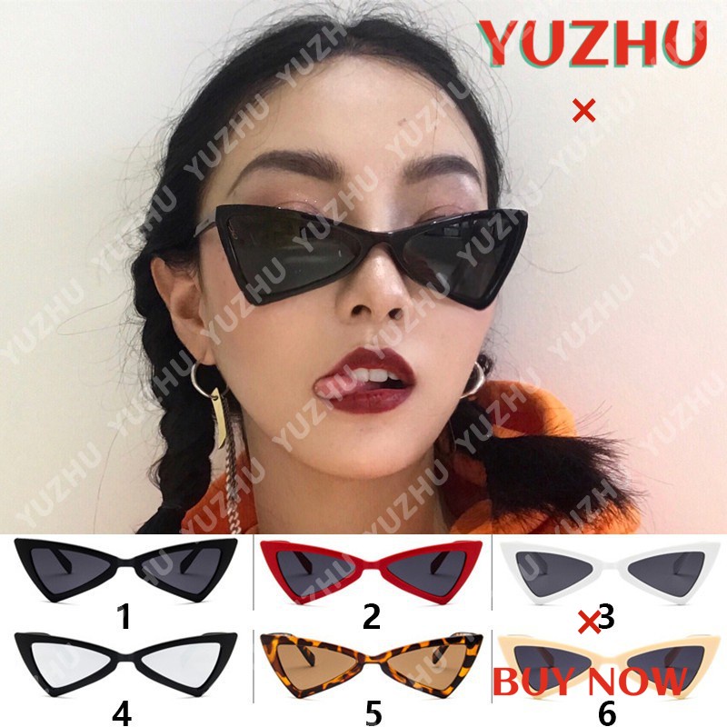 (YUZHU) TERSEDIA &amp; COD Kacamata Wanita Hitam Wanita Model Korea Ulzzang Retro Cat-eye Segitiga Untuk Pasangan Kucing Kaca Mata Vintage Gaya Cewek Sunglasses