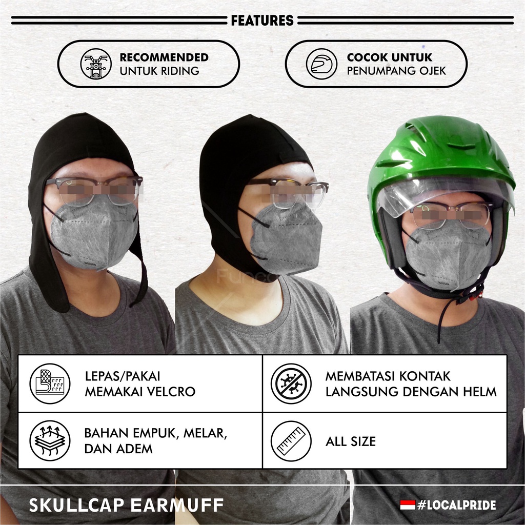 Topi Kupluk Helm Biker Sepeda Motor Skull Cap FUNCOVER