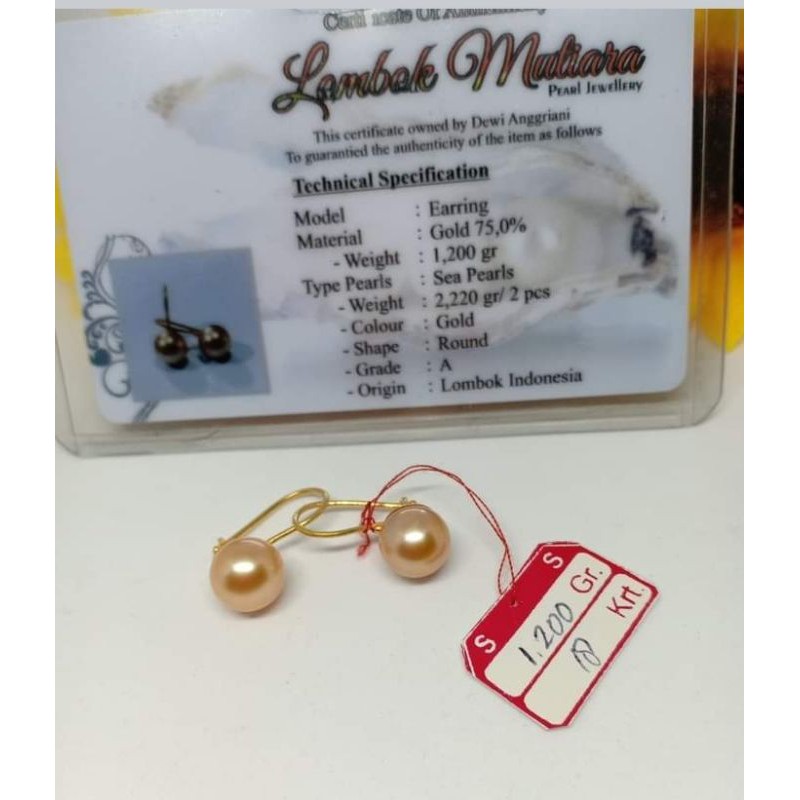 anting emas mutiara asli lombok