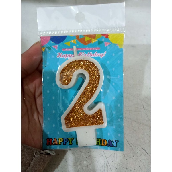 LILIN ULANG TAHUN ANGKA 2 GLITTER GOLD