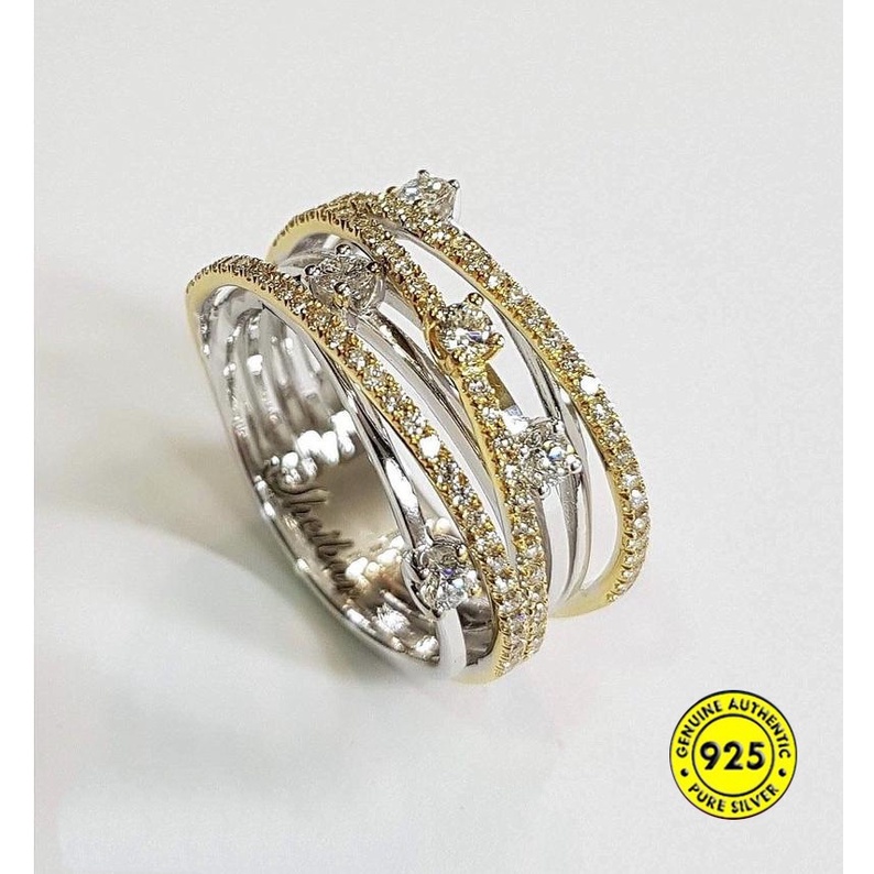 Cincin S925 Silver Moissanite 18k Gold Untuk Wanita