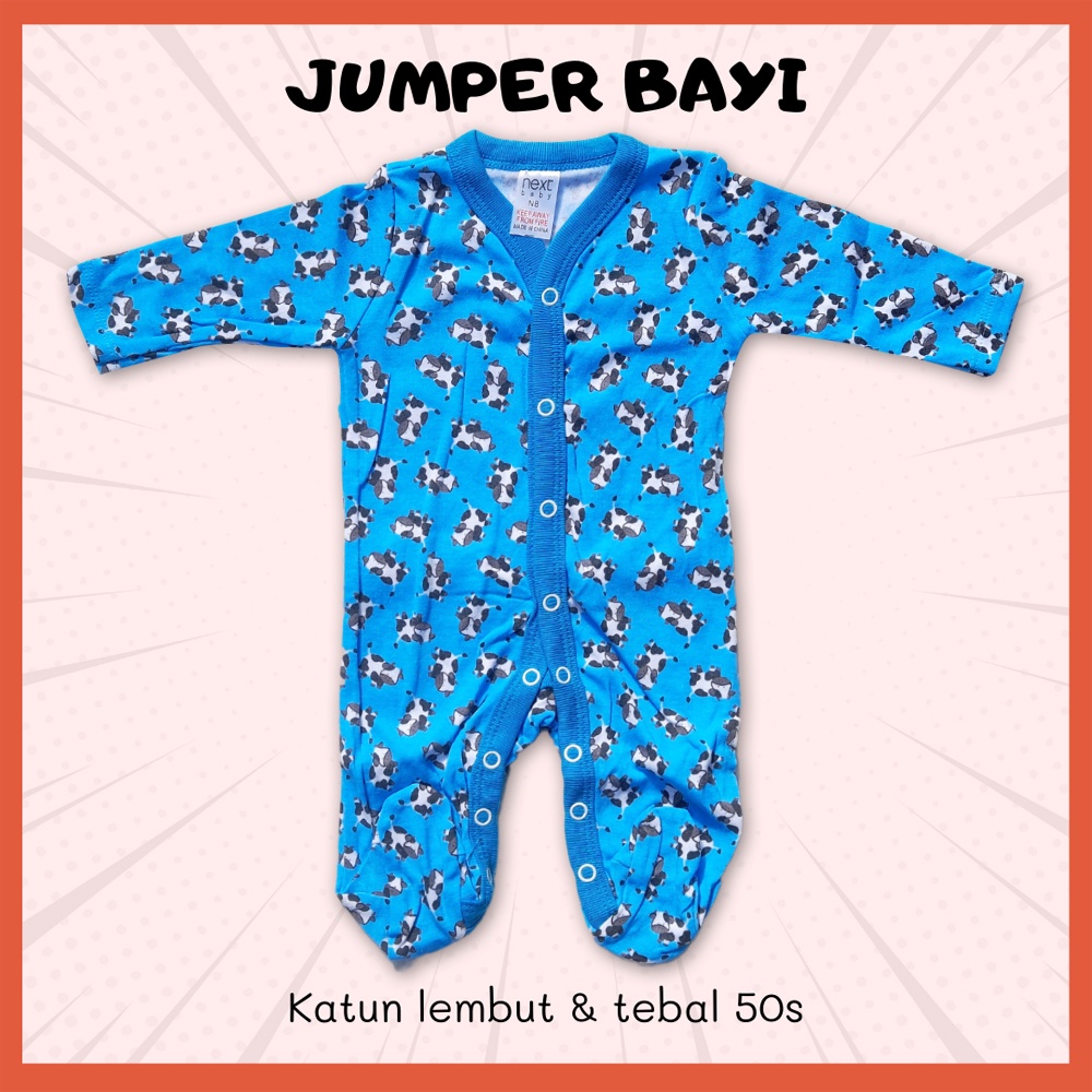 SLEEPSUIT BAJU TIDUR BAYI Cowok Cewek - Newborn s/d 12 Bulan Model Kaki Tertutup Lengan Panjang Kancing Tengah