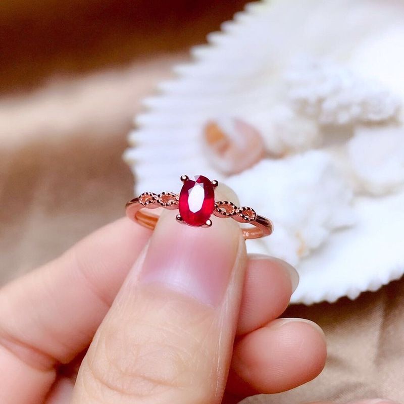 Batu cincin wanita red garnet cutting diamond