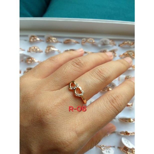 cincin wanita rhodium antikarat rose gold motif ready stok