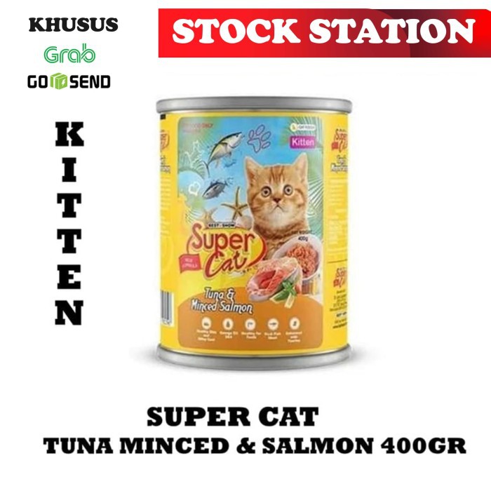 SUPER CAT Kitten Tuna &amp; Minced Salmon 400gr(GRAB/GOSEND)