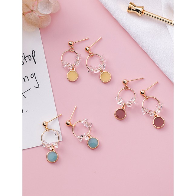 LRC Anting Tusuk Fashion S925 Silver Needle Crystal Round Earrings F4864X