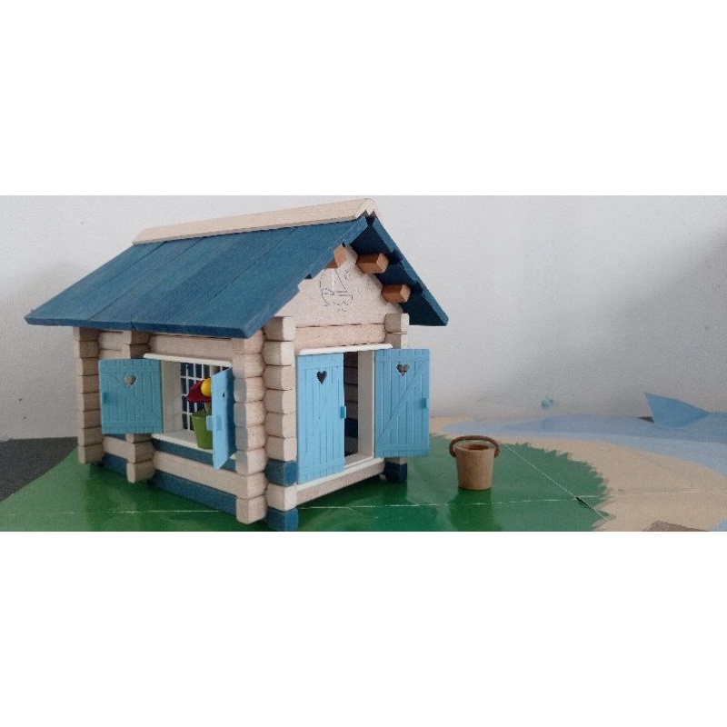 building house, blok mainan kayu bekas second asal Prancis PRELOVED