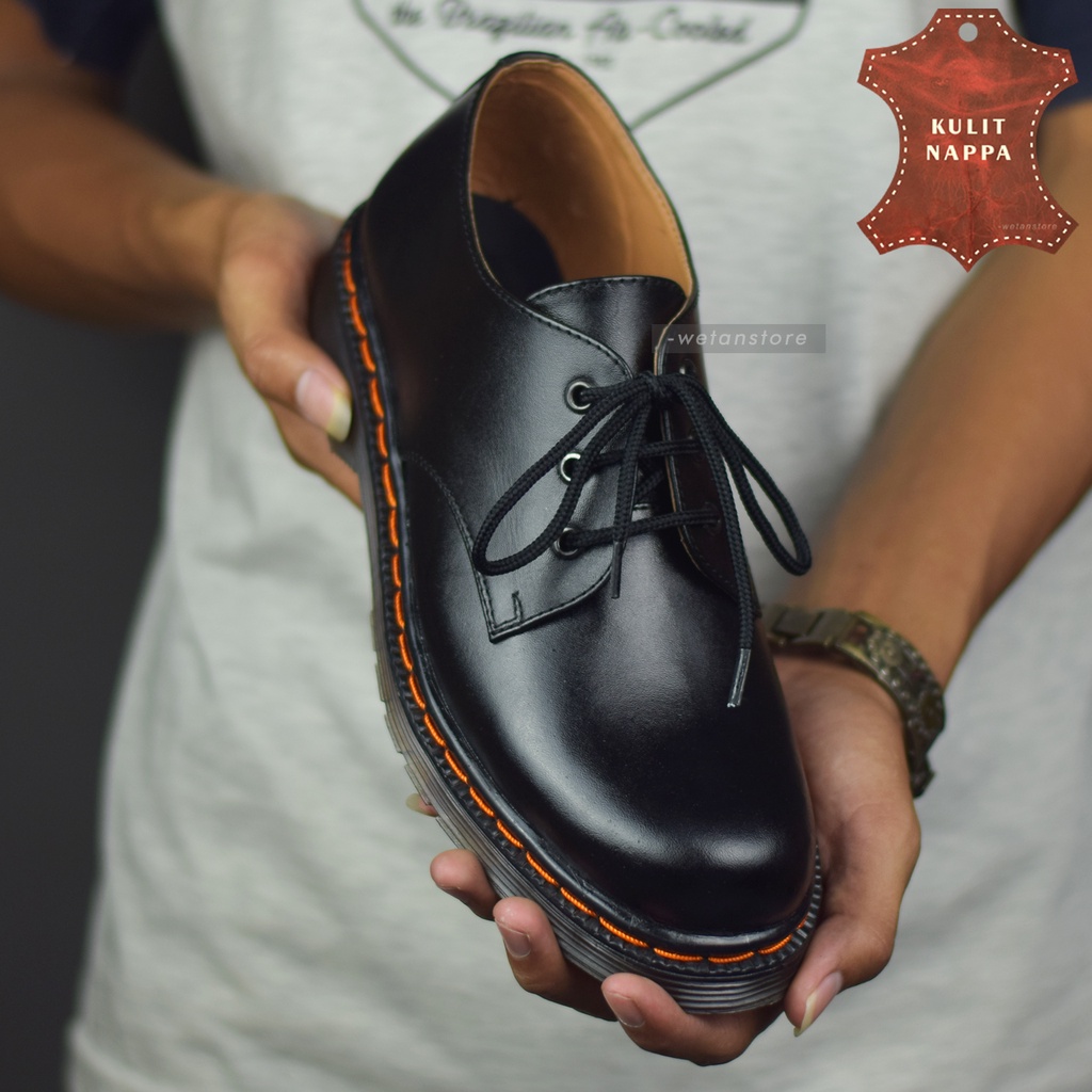 Sepatu Low Boots Pria Kulit Asli 3 Holes Boots Klasik Pendek Kerja Casual - Eiqual Chester Low