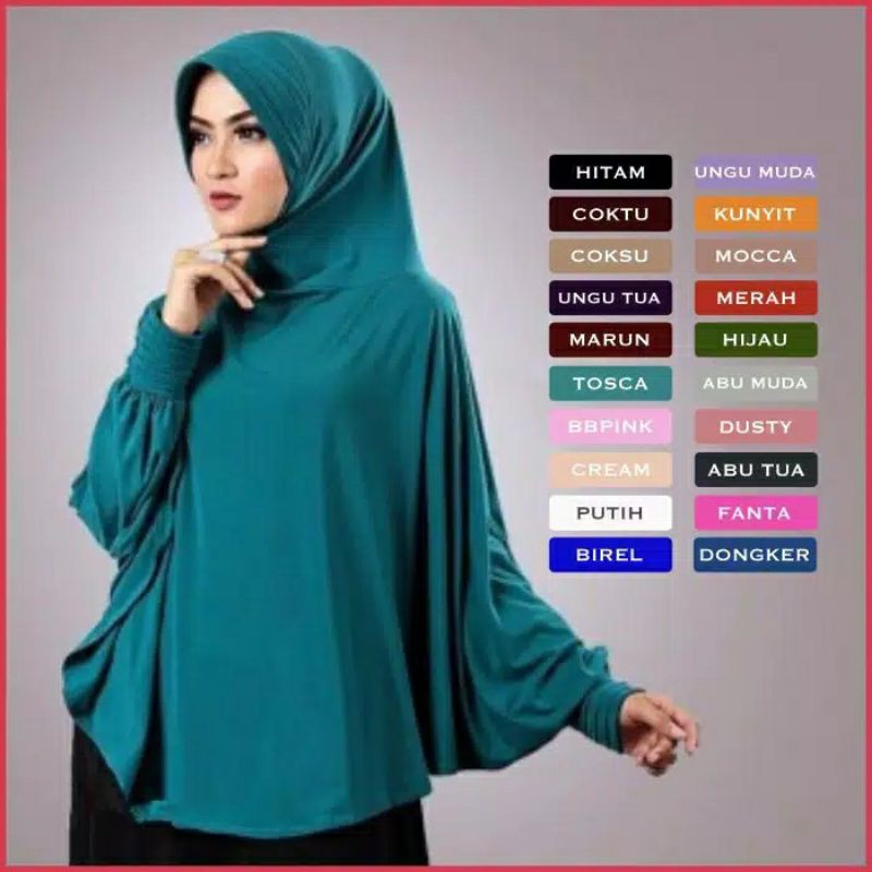 Bergo Lengan Panjang Jilbab Lengan Jumbo Syari Kudung Bergo Berlengan Bahan Jersey fatimah hijab
