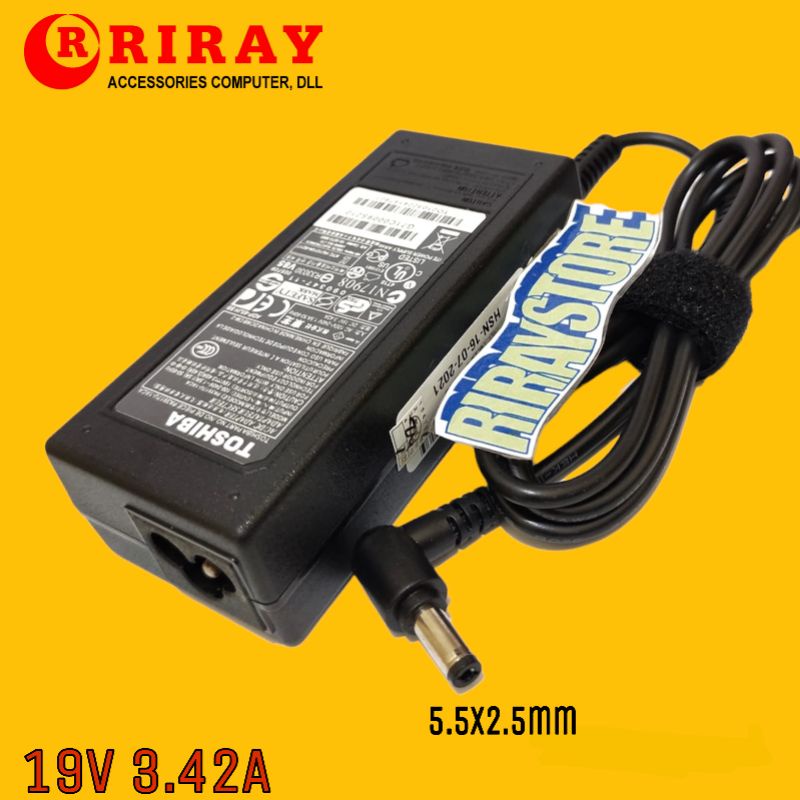 Adaptor Charger Laptop Toshiba L510 L645 L745 C600 C640 C800 C840 L640 M300 19V 3.42A ORIGINAL