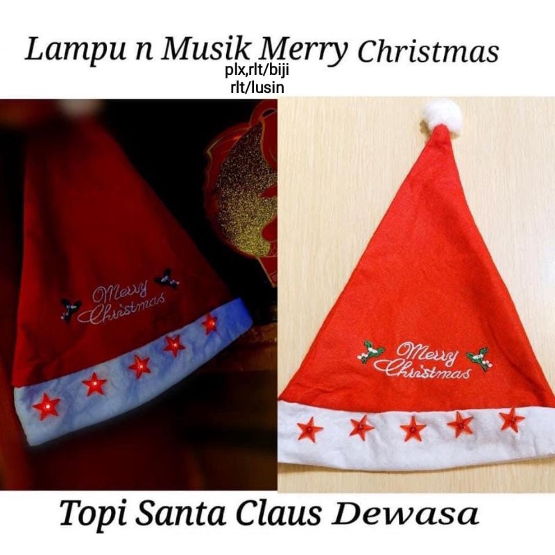 Topi natal berlampu dan tidak,Medan bisa Cod HARGA 1 BIJI