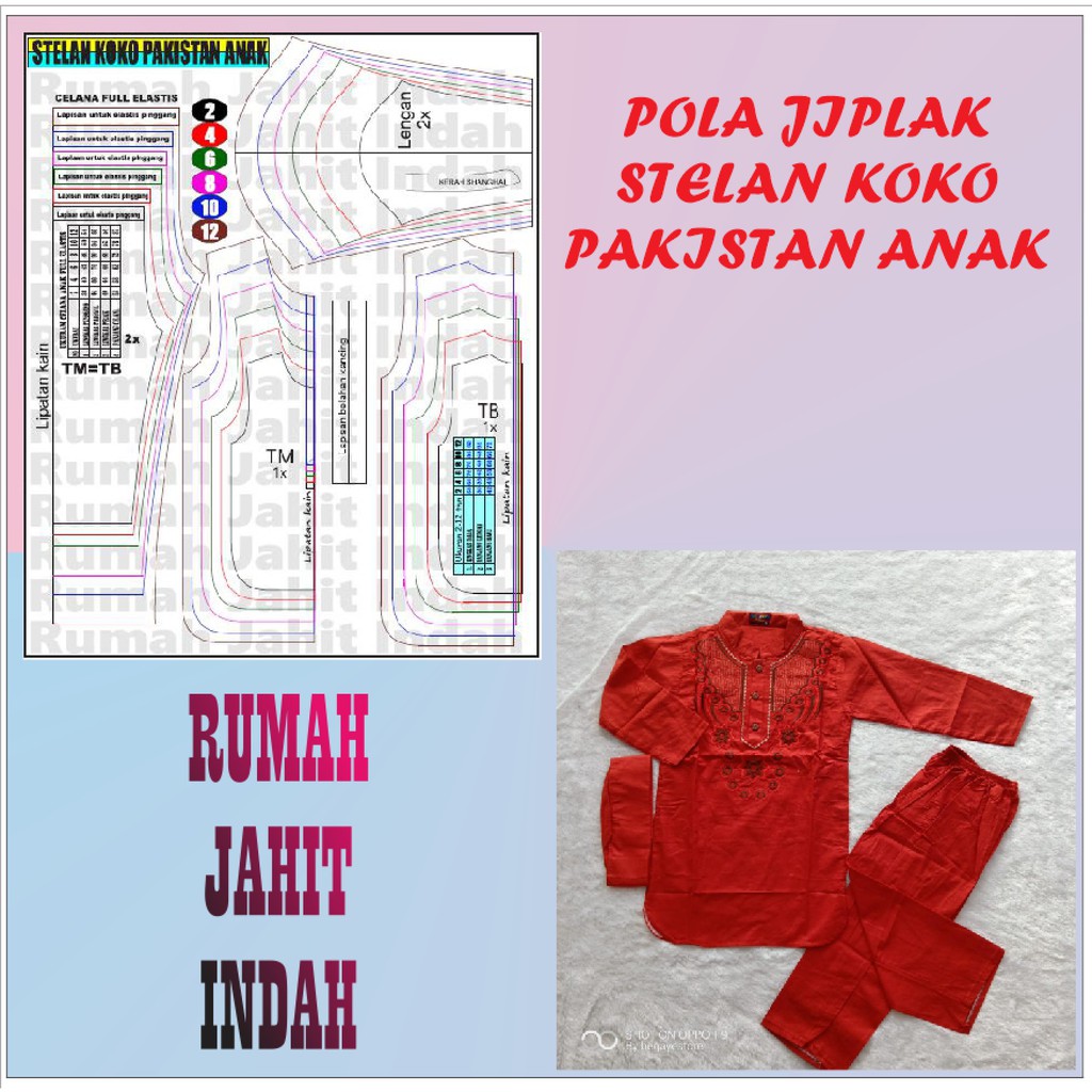 pola baju pola jahit SETELAN KOKO PAKISTAN ANAK CASUAL
