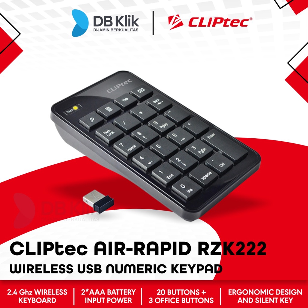 Numeric Keypad CLIPtec RZK222 AIR RAPID Wireless - CLIPtec RZK 222