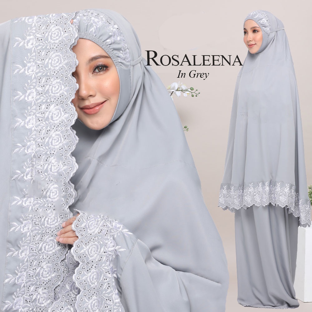Mukena Rosaleena Dewasa Jumbo Katun Bordir Tas