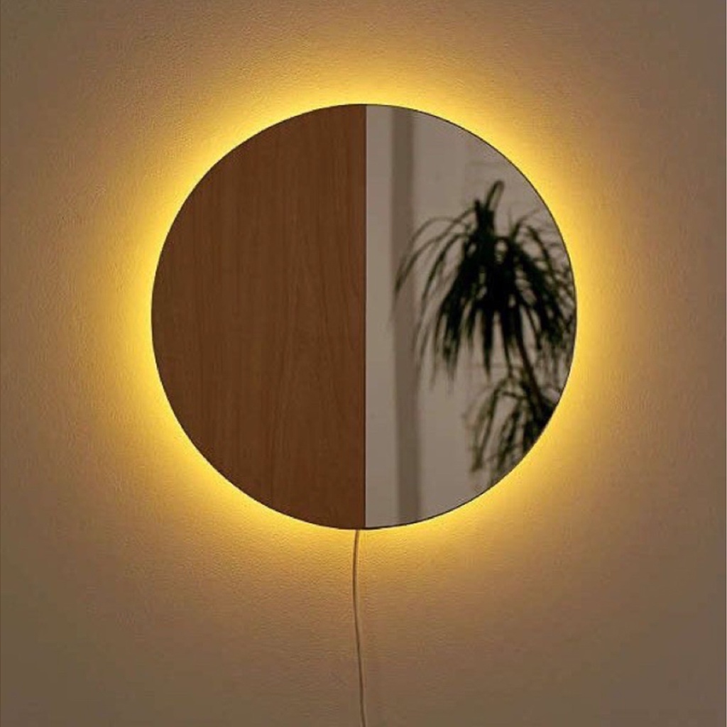 Cermin Dinding Estetik Aesthethic  / Cermin Lampu / Mirror Lamp / Cermin Gantung/ Kaca Cermin Bulat 