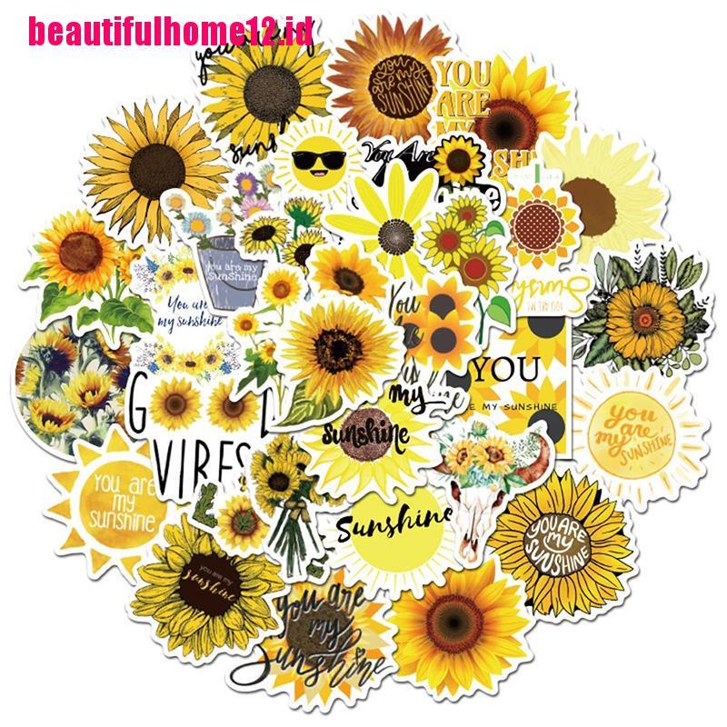 【beautifulhome12.id】50PCS Sunflower You Are my Sunshine Stickers Skateboard Guitar Laptop Motorcycle