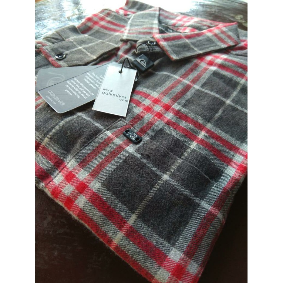 NEW FB KEMEJA FLANEL LENGAN PANJANG PRIA QUIKSILVER - QUIKSILVER MERAH ABU