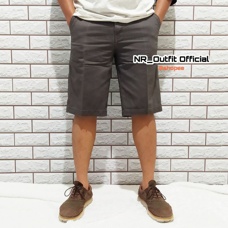 Original Dicker Canvas Premium Size 28-38 Celana Chino Pendek Pria Cotton Twill Tebal Tidak Berbulu