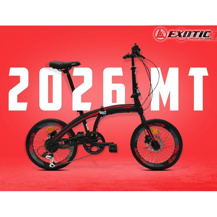 Sepeda Lipat Exotic ET2026MT-VT HD Pelek Tinggi 20 Inci Steel 1x7Sp Hydraulic Disc Brake As Bearing