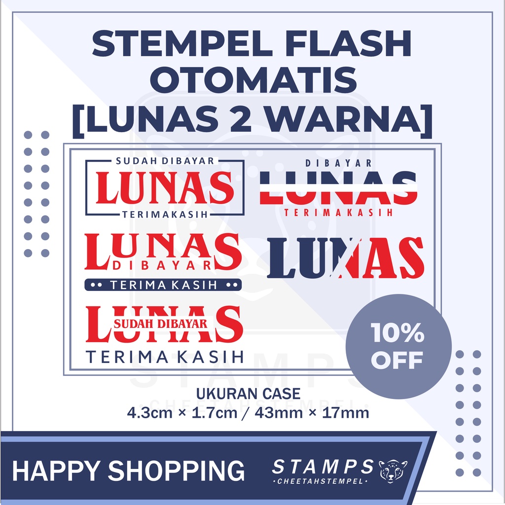 

STEMPEL LUNAS 2 WARNA, STEMPEL OTOMATIS, STEMPEL FLASH 43×17