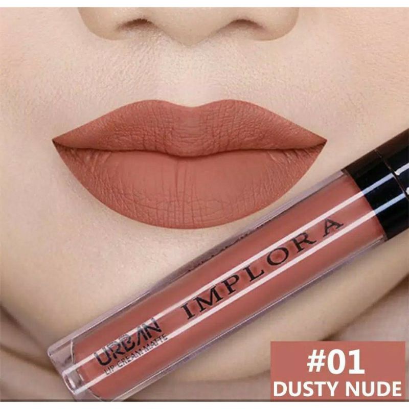 (PROMO) LIP CREAM IMPLORA 01 DUSTY NUDE LIPSTIK RINGAN / LEMBUT DAN NYAMAN DI BIBIR