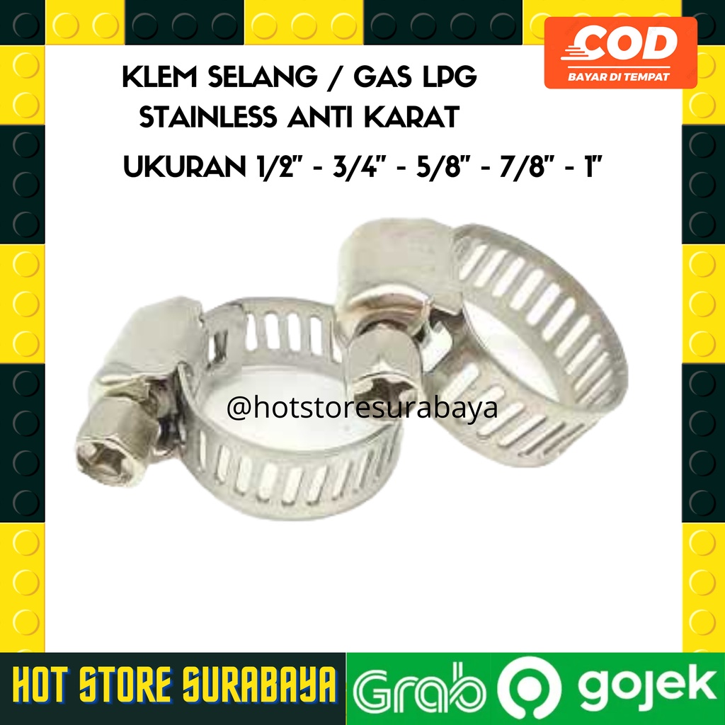 Stainless Klem Selang / Hose Clamp 5/8&quot;,  1/2&quot; , 3/4&quot; ,  7/8&quot; Hot Store Surabaya