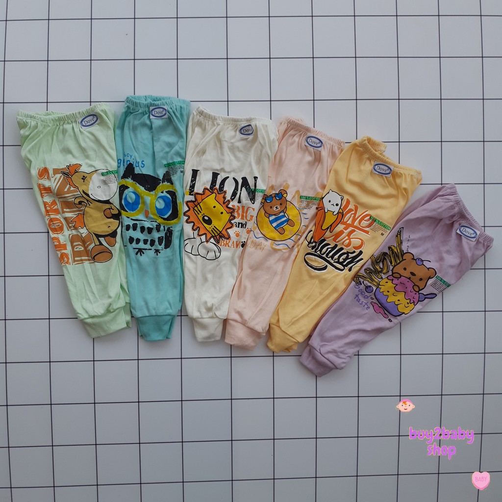 Celana panjang bayi warna motif gambar karakter DOVE isi 6 PCS