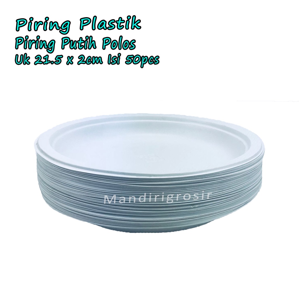 Piring Plastik * Piring Putih Polos * Piring Multifungsi * Isi 50 pcs