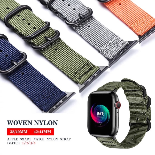 Strap kanvas NATO canvas apple watch 3 4 5 42mm 40mm 44mm iwatch iwo 9 10 nylon keren buckle