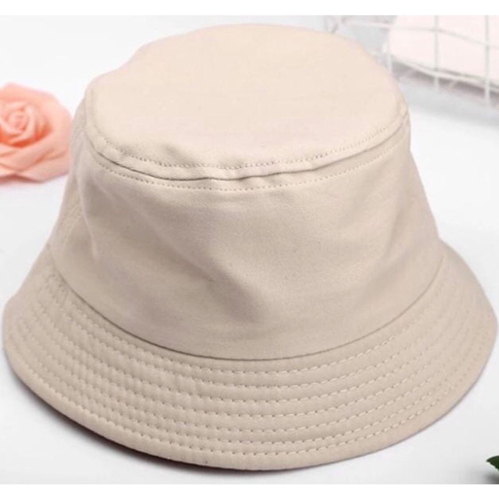 BISA COD_TOPI BUCKET HAT POLOS BISA BOLAK BALIK