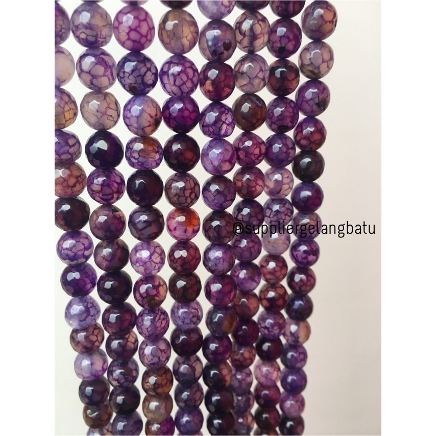 batu kecubung serat FACETED BEAD 10mm purple amethyst ungu kesehatan aksesoris fashion pernak pernik