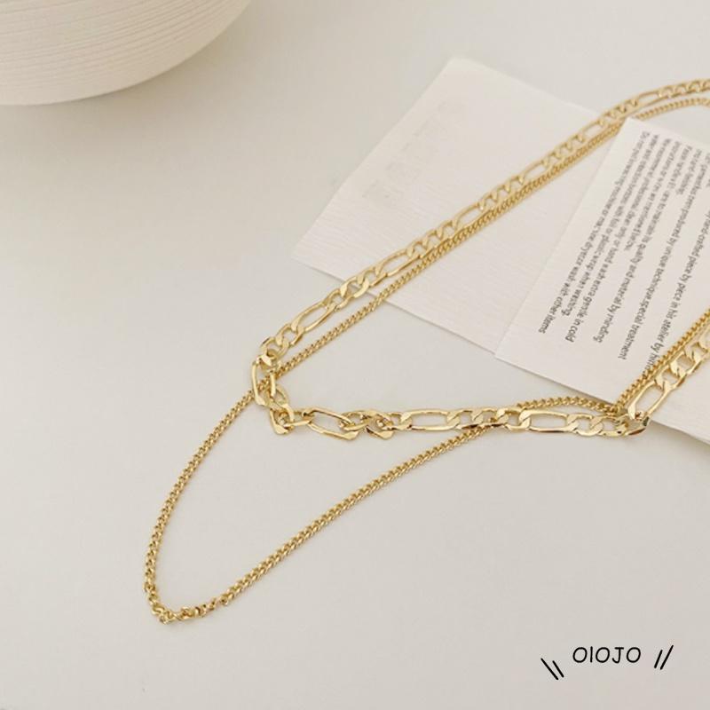 Eropa Retro Double Layer Kalung Fashion Sederhana Wanita Pria Kalung Aksesori - ol