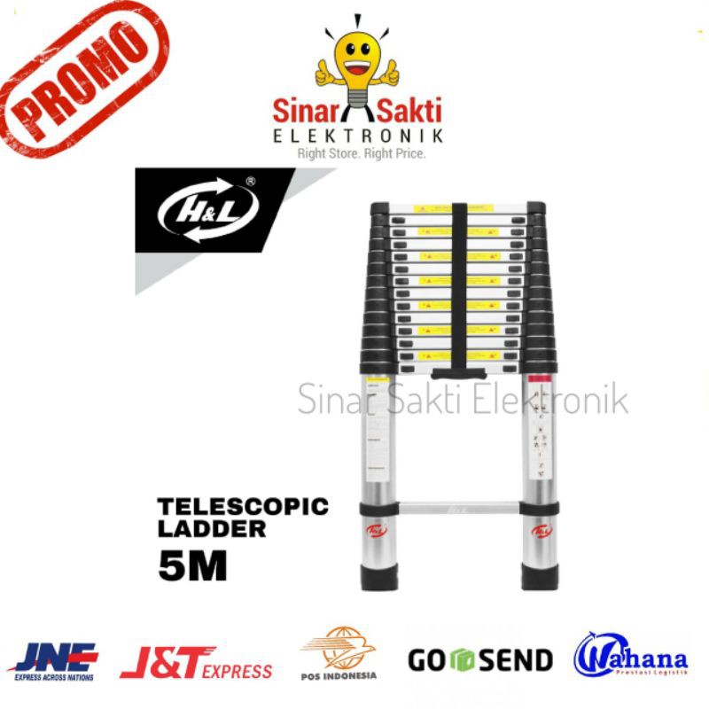 Tangga Lipat Teleskopik 5M Aluminium Single Telescopic Ladder 5 M Murah