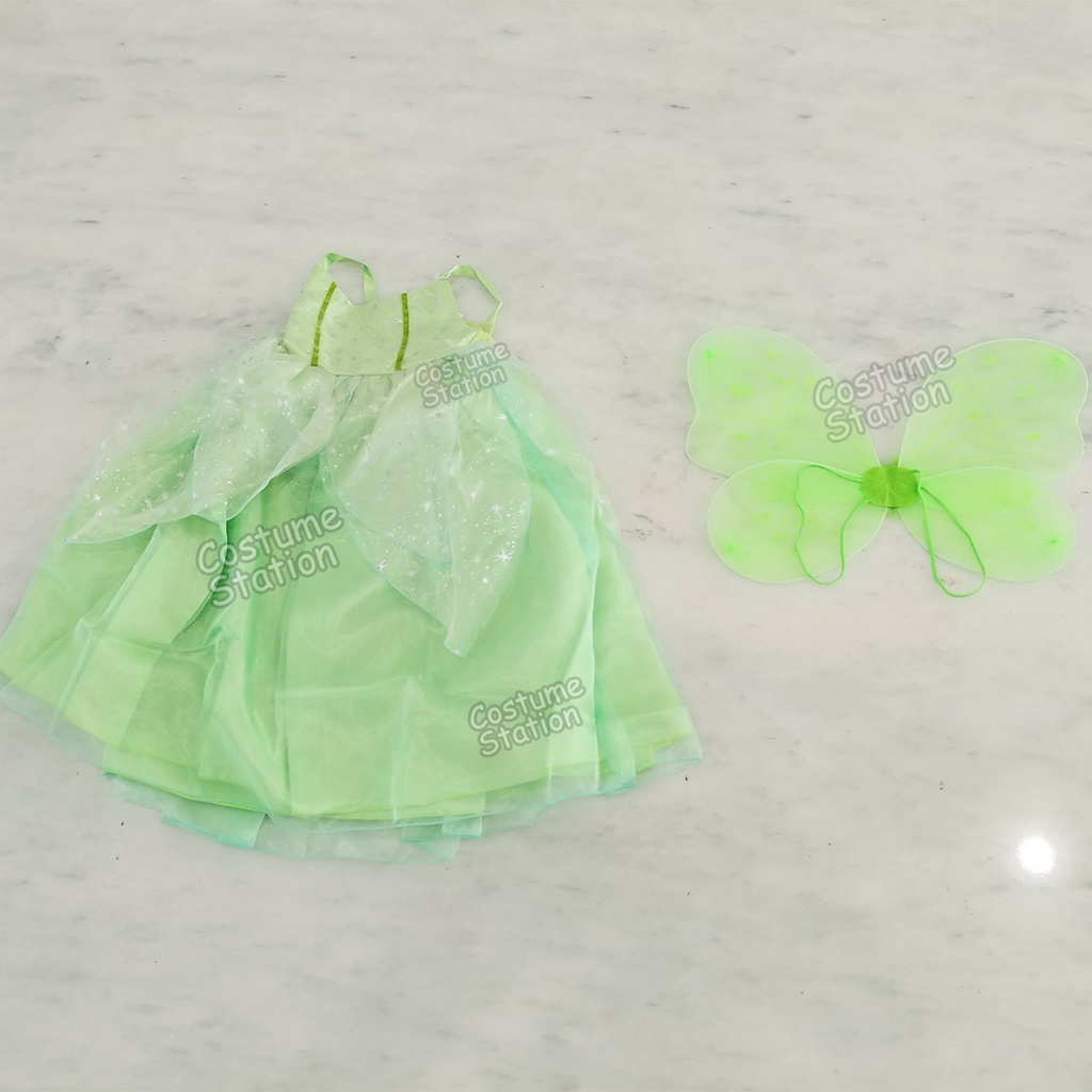 Kostum Tinkerbell Long Dress / Costume Princess Fairy Peter Pan Peri Hijau anak perempuan