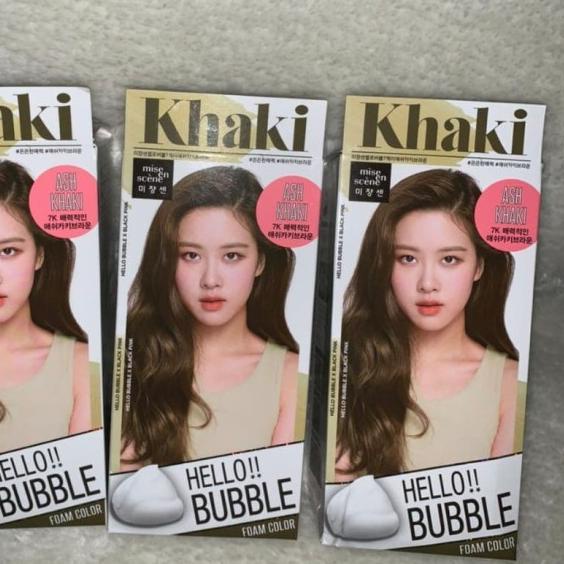 ✾ Hello Bubble Khaki hair color x blackpink - mise en scene - cat rambut ☊
