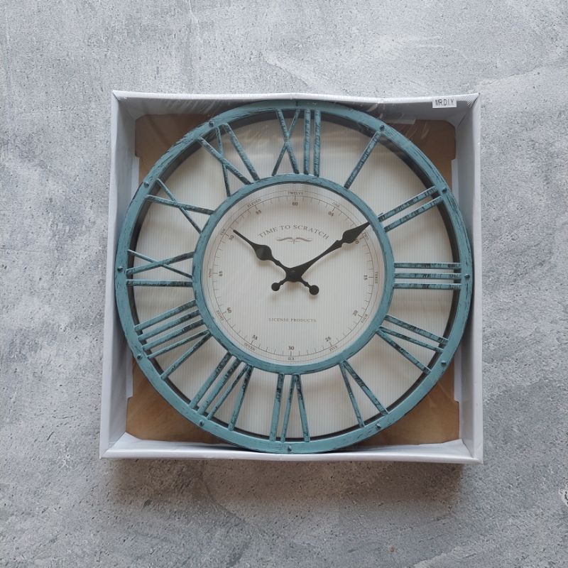 Jam Dinding Vintage Klasik Classic Retro Style Eropa Minimalis Unik Dekorasi Rumah Elegan-Biru romawi