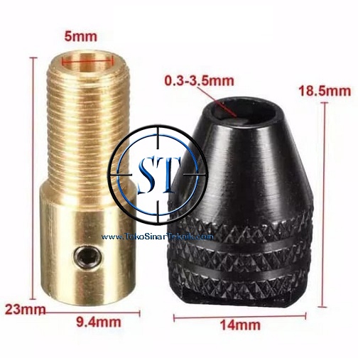 Keyless Multi Chuck Mini Drill 3.17mm Dinamo Bor Clamping 0.3-3.5mm Shaft Mini Gerinda grinder Shank Brass Plus Kunci L