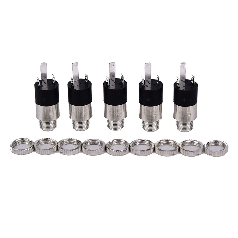 {LUCKID}5PCS PJ392 3.5mm Stereo Female Sockect Jack 3.5 Audio Headphone Connector Silver