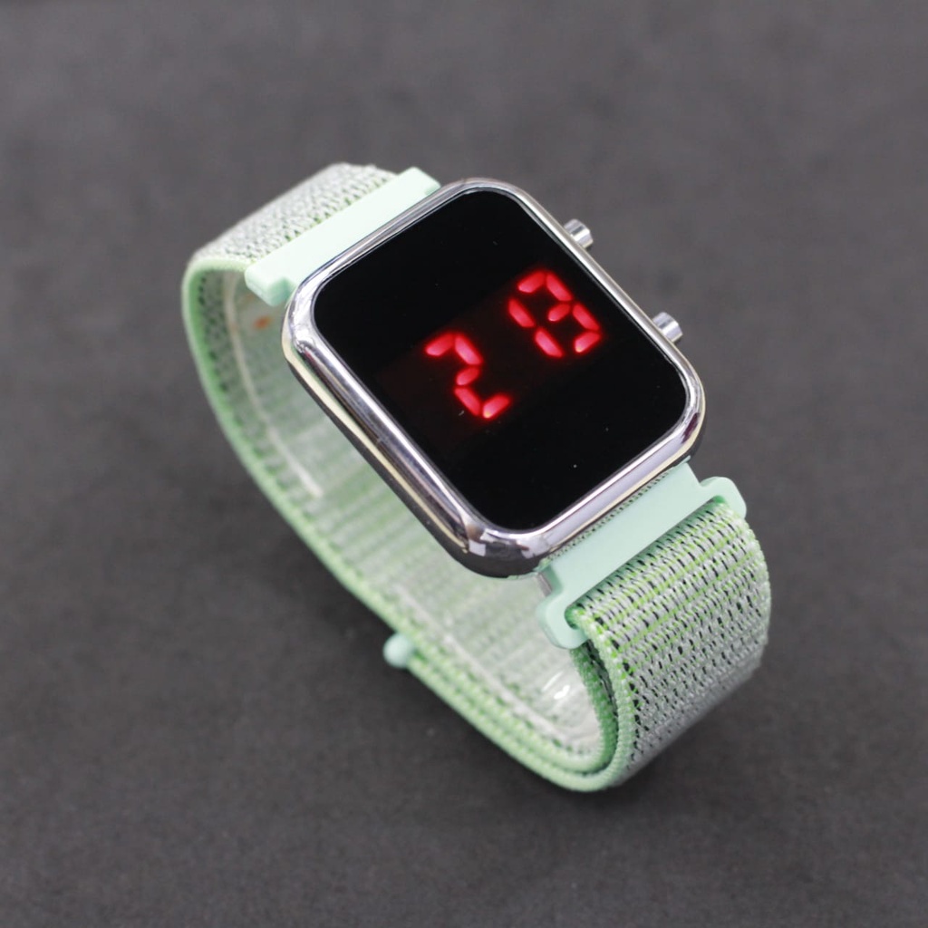 JAM TANGAN LEDWATCH DIGITAL NYLON STRAP.SU RING SILVER/JAM TANGAN LEDWATCH TERBARU/JAM TANGAN CEWEK KEKINIAN