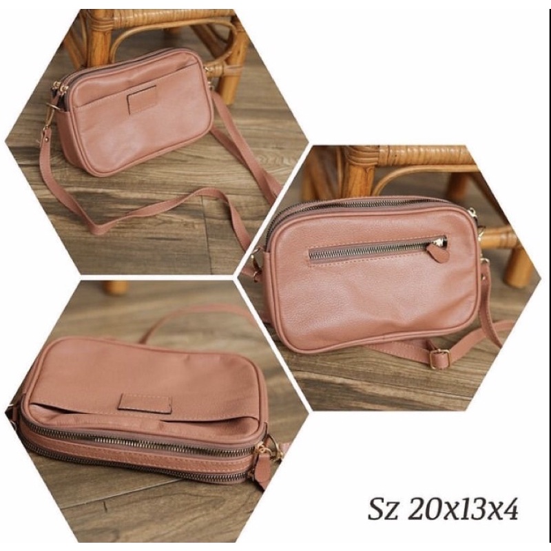 Tas Selempang Wanita Kulit Asli Garut Salem Kuning Hijau Tua