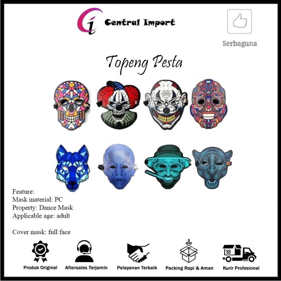 Topeng masker-Masker led-Masker unik-Masker kesehatan-Masker pesta