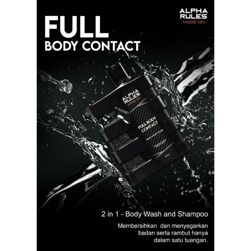 ALPHA RULES FULL BODY CONTACT 250 ml Body wash &amp; shampoo cleaner sabun perawatan pria skincare cowok