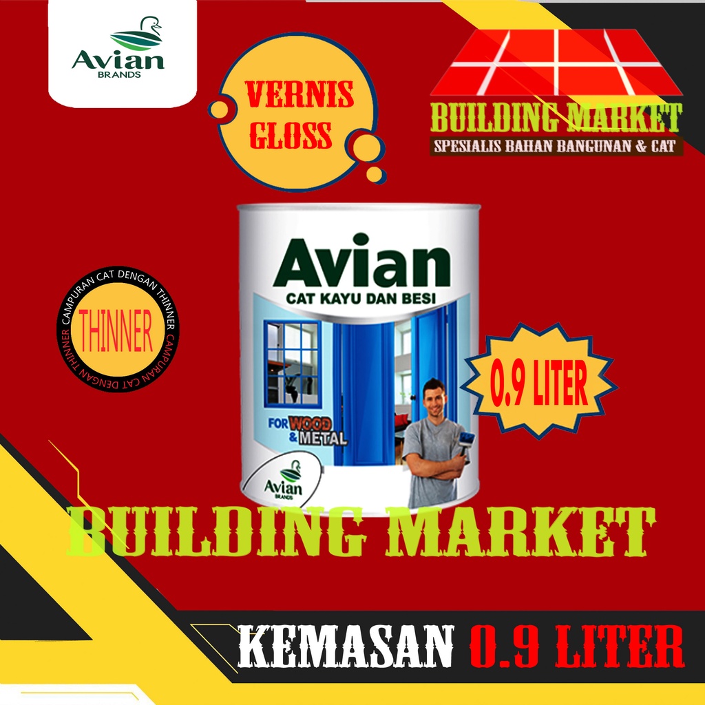 CAT KAYU BESI CAT BESI VERNIS AVIAN CLEAR GLOSS TRANSPARAN 0.9 LITER