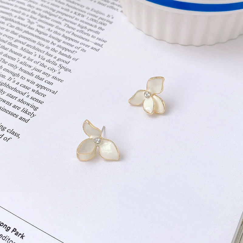 INS Korean Spring Flower Earrings S925 White Earrings Ear Studs Accessory