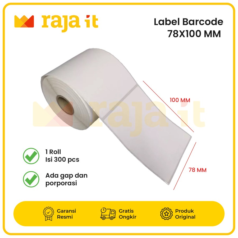 

LABEL BARCODE 78x100mm KERTAS STICKER LABEL THERMAL 78 x 100 mm 78x100 isi 300 pc