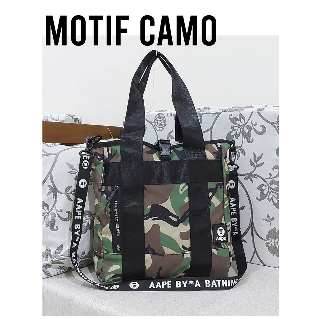 Tas Selempang Tote Bag AAPE A Bathing Ape Import Mirror - ARMY