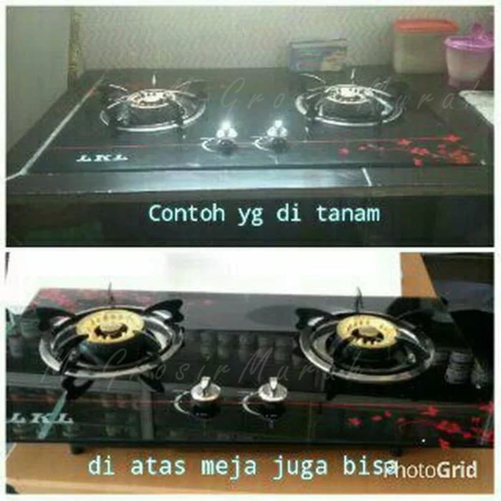 ➡ Kompor Gas Tanam LKL Kaca Tempered Glass Bisa Duduk Tahan beban 100 Kg