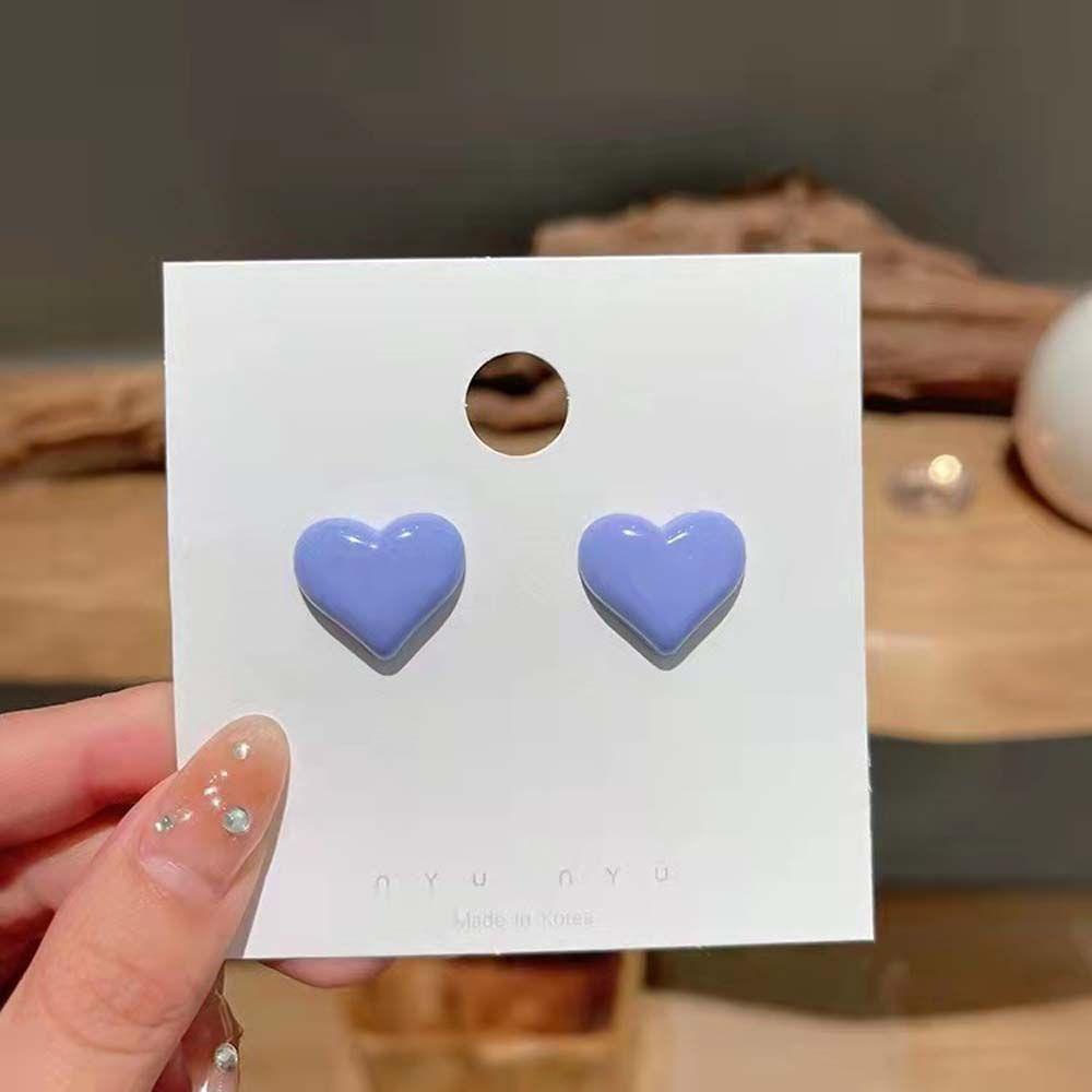 Mxbeauty Wanita Stud Earrings Kepribadian Temperamen Trendi Cinta Hati Permen Warna Alloy Ear Studs