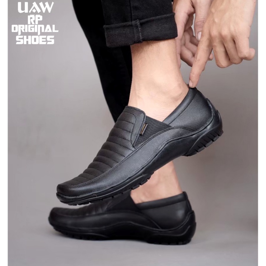 CEVANY x RP ORIGINAL - Terbaru Sepatu Slip On Pria Kulit | Cevany Corza Black | Leather Formal Slop