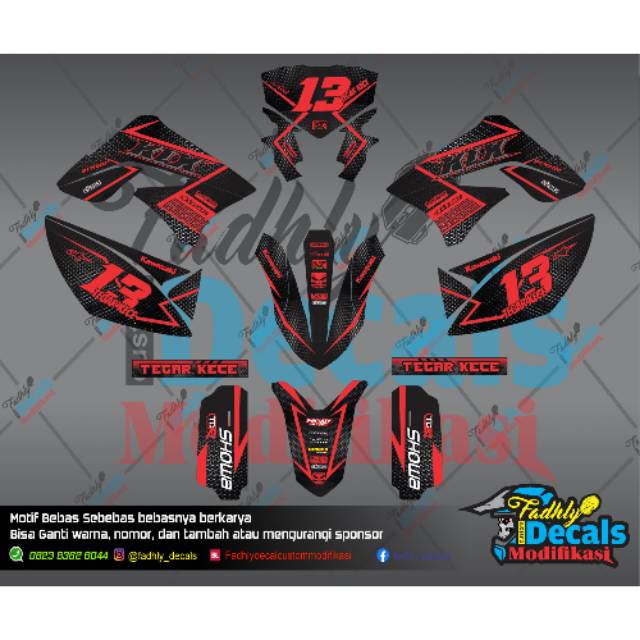 Decal klx hitam merah